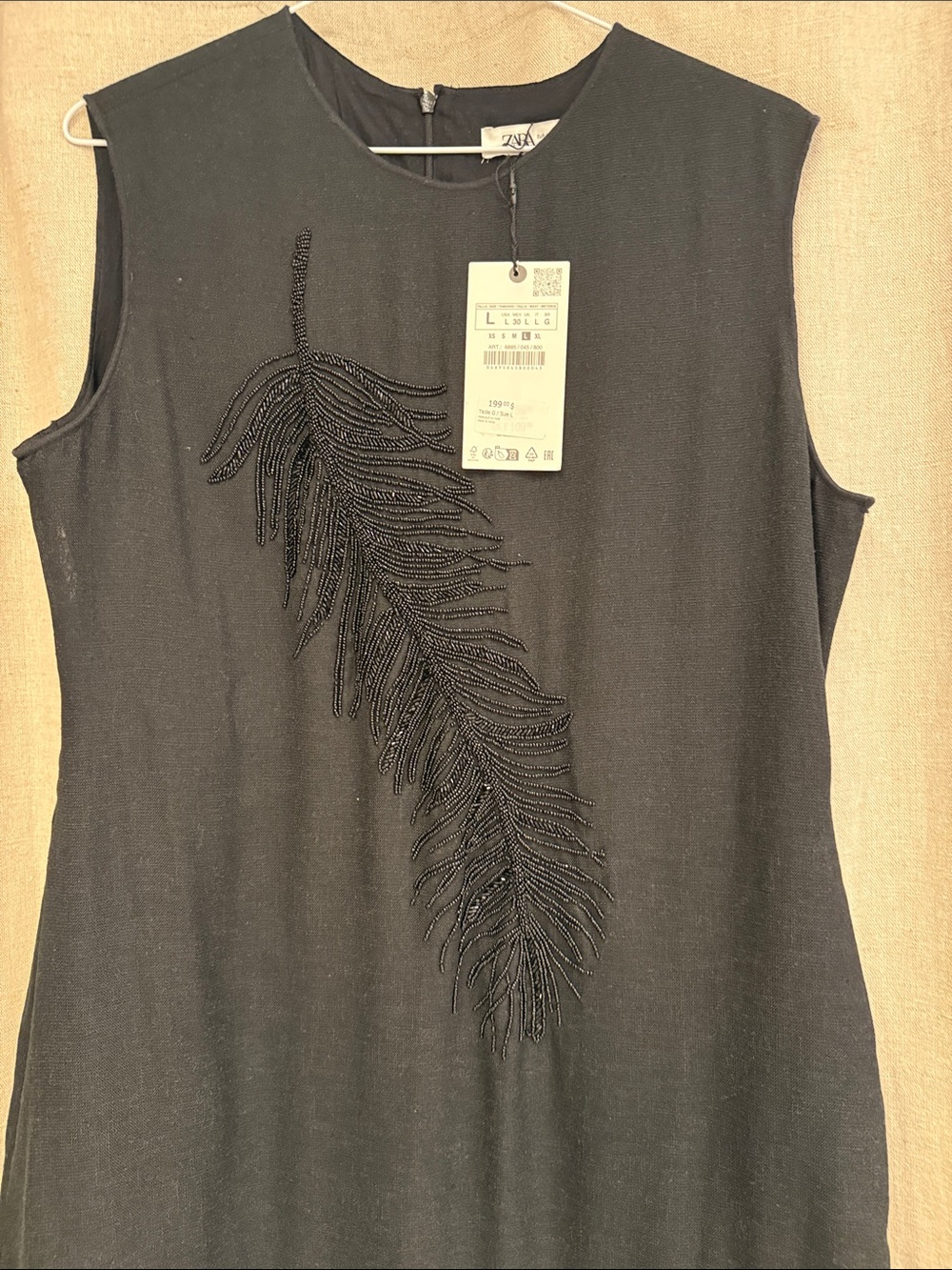 ZARA Black Beaded -Embellished Sleeveless dress